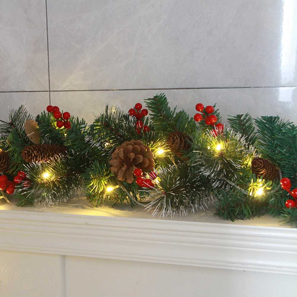 Christmas Garlands With Pinecones Red Berries Artificial Christmas Wreaths For Home Xmas Tree Stairs Door New Year Decoration C251024