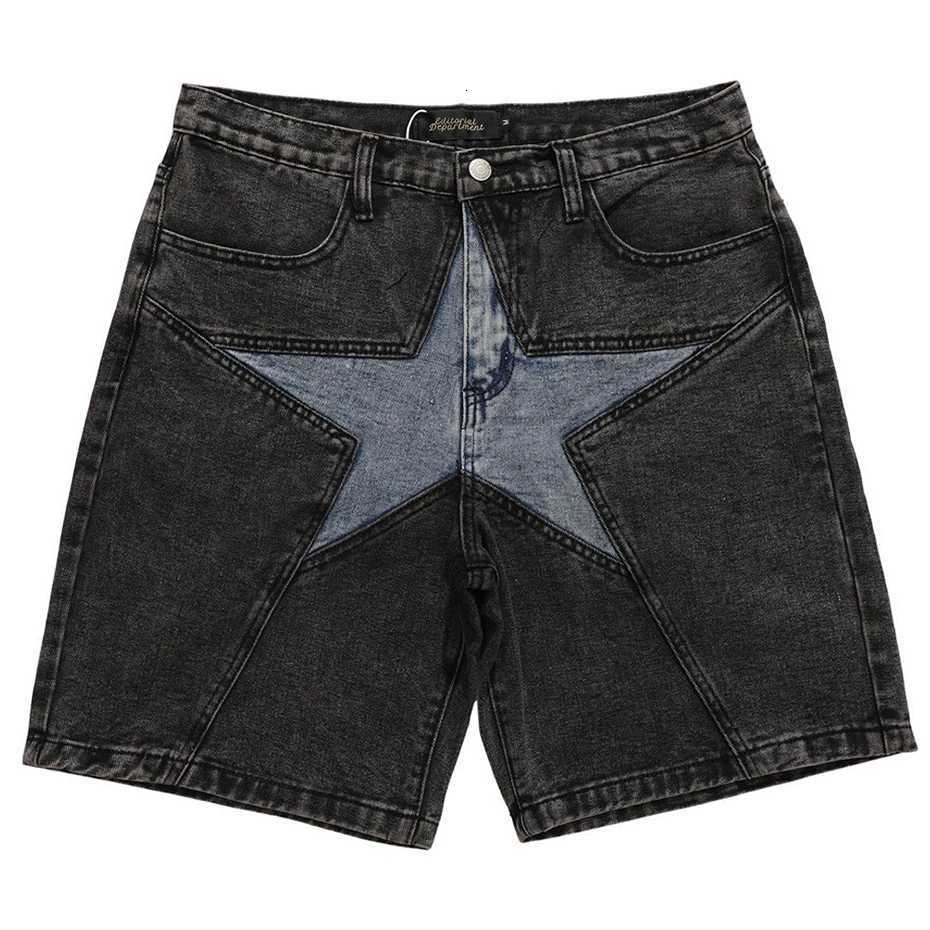 Streetwear Harajuku Denim Shorts 2025 New Men Patchwork Oversized Hip Hop Blue Jeans Shorts Summer Casual Loose ShortsXJ251025