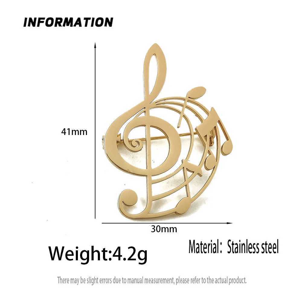 Fashion punk style hollow music symbol stainless steel goldplated 18K brooch black suit accessories wedding matching set J251115