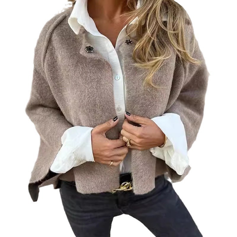 2025 Autumn Winter Loose Short Cashmere Long Sleeve Coat