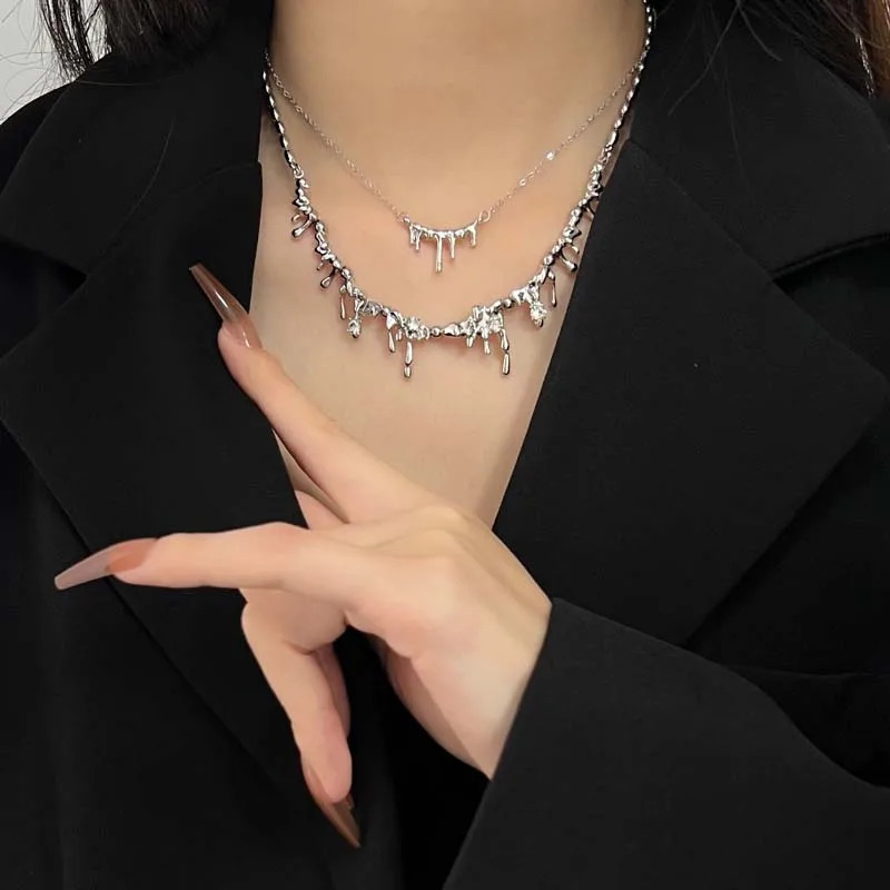 Fashion Metal Irregular Waterdrop Shape Pendant Necklaces for Women Gothic Hip Hop Clavicle Chain Chokers Statement Jewelry 251023