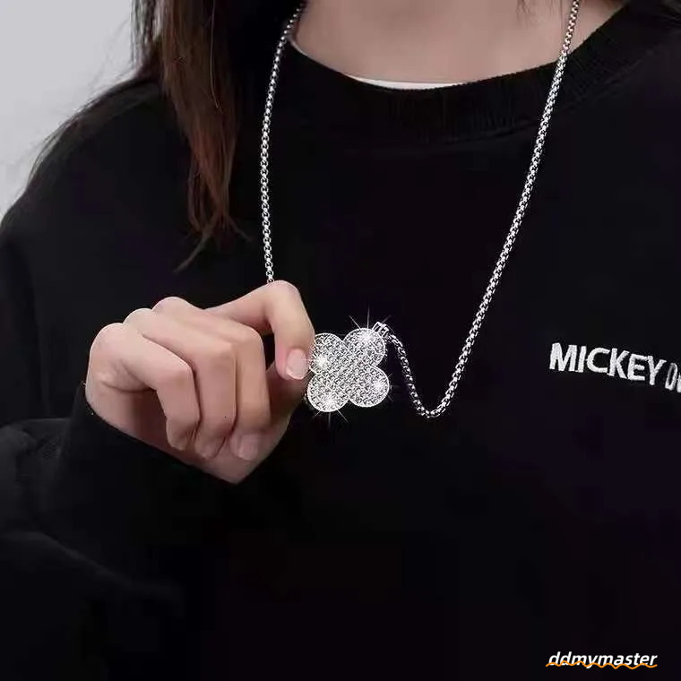 Elegant Four-Leaf Clover Pendant Necklace: Long Titanium Steel Sweater Chain For Women, Autumn & Winter Fashion Ddmymaster