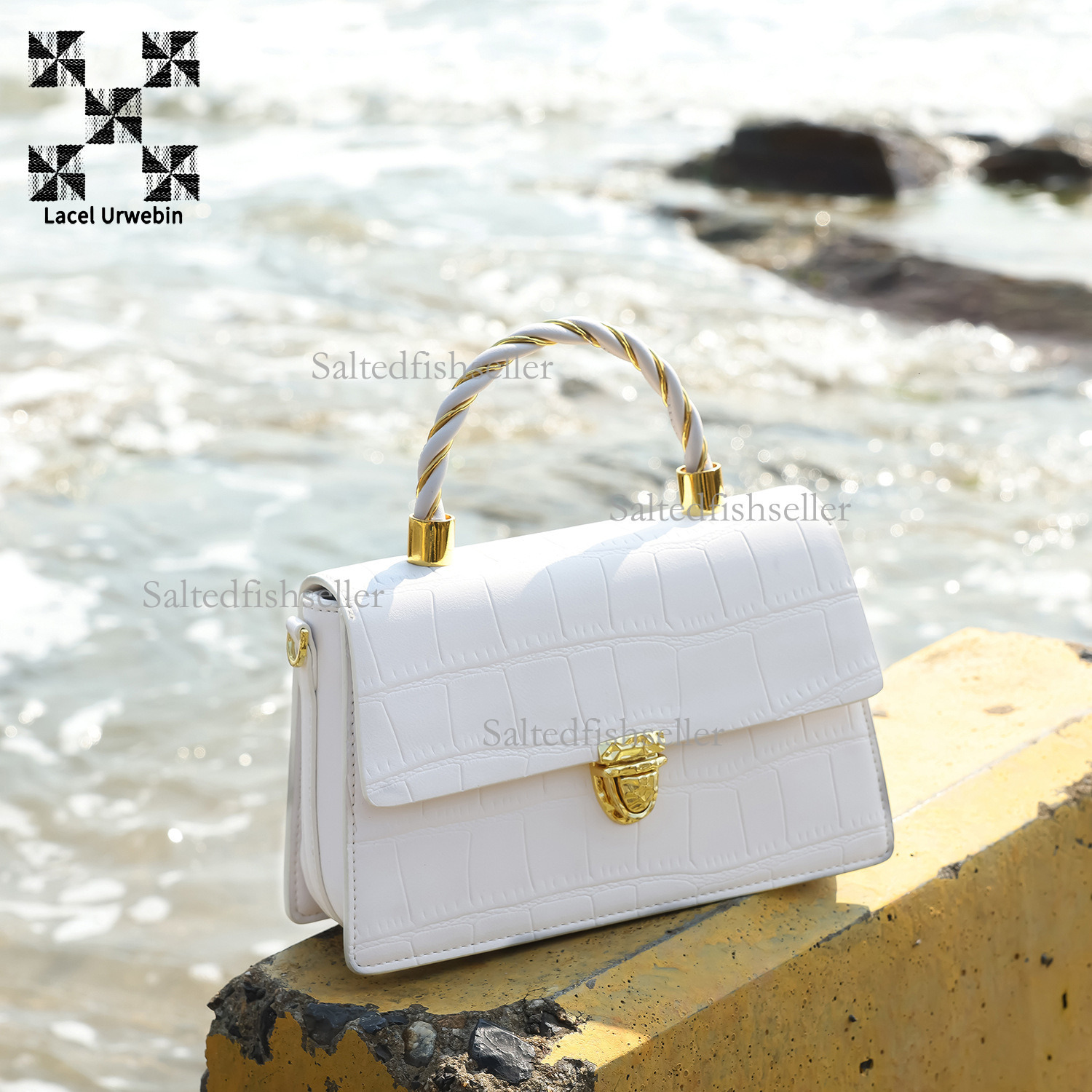 Lacel Urwebin Designer Niche Women's Handbag Spring And Summer New Item Crocodile Pattern High-end Fashion Single Shoulder Slanted Small Square B