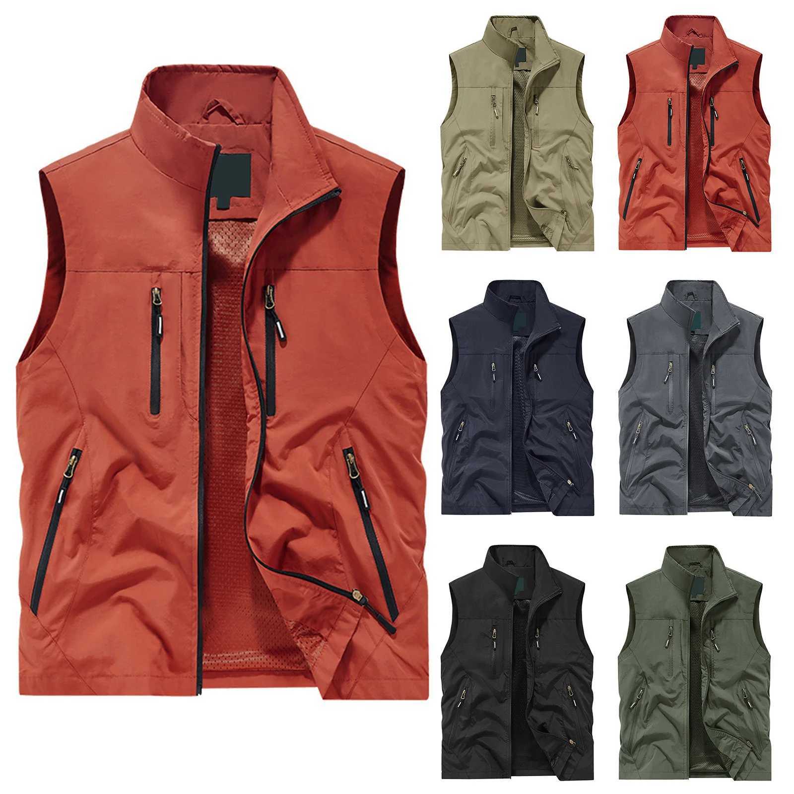 MenS Sports Solid Color Outdoor Multi ket Loose Vest Casual Sev Vest Suitab For Daily Wear Y251022