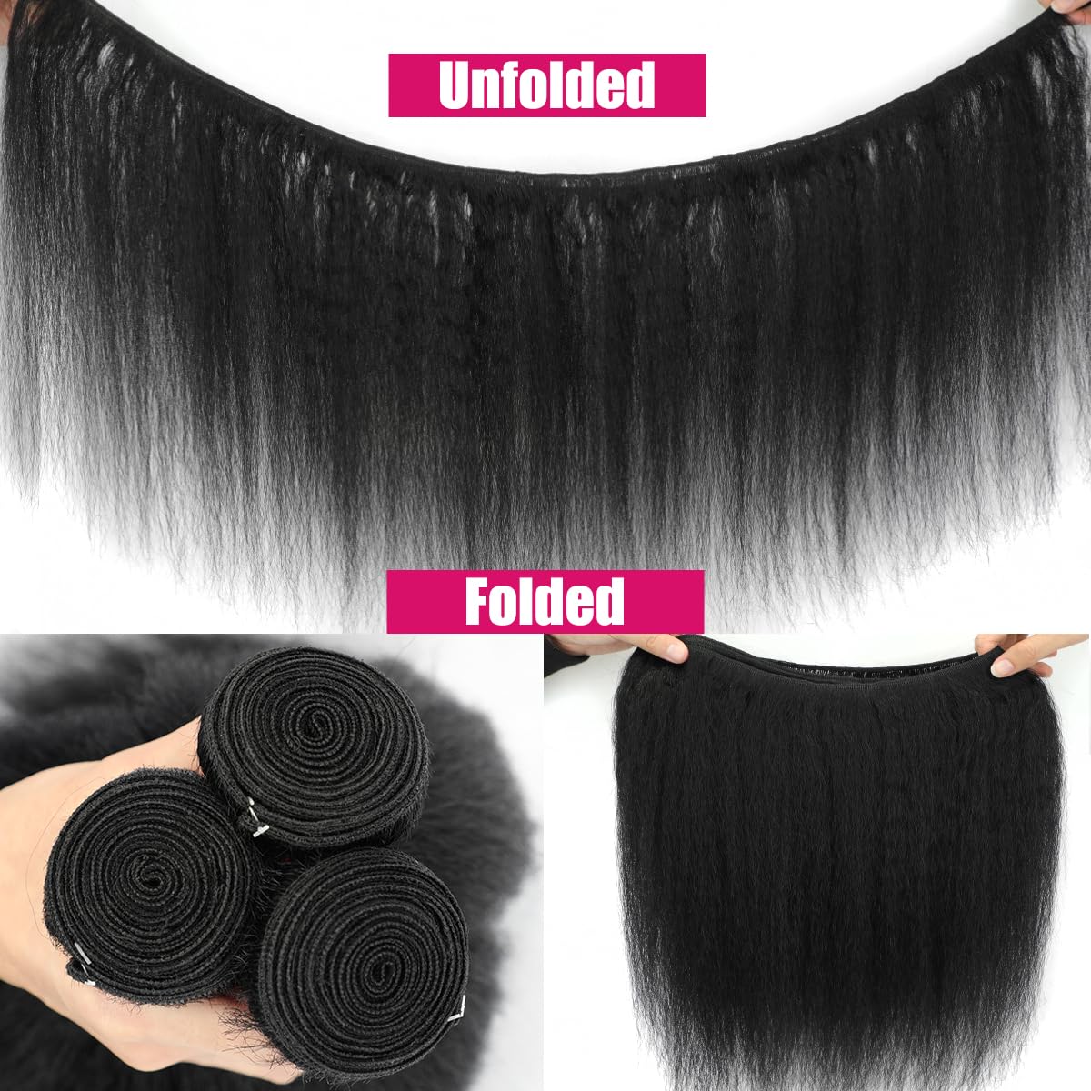 Kinky Straight Bundles Human Hair 8-32 Inch 95-100g Remy Virgin Hair Weave 1 Bundle Natural Black Hair