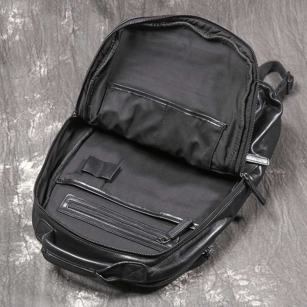 LUOKIR New Leather Mens School Bag with Layered Cowhide Handbag Large Capacity Computer Bag Womens Travel Backpack W251025