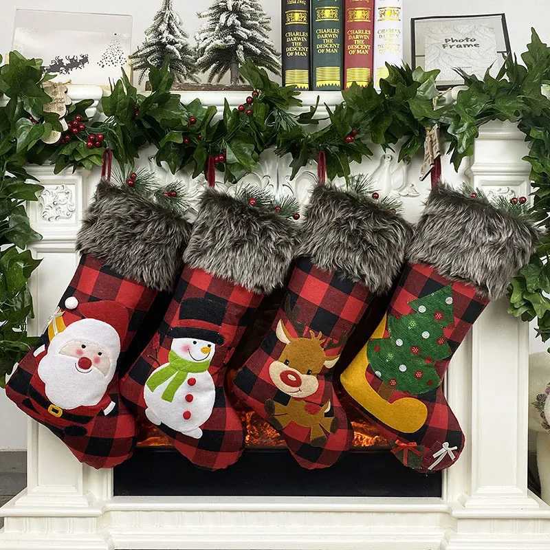 Christmas Stocking Gift Candy Bag Large Capacity Nonwoven Holder Xmas Decorations For Home Navidad 2025 New Year Oversize Sock C251024