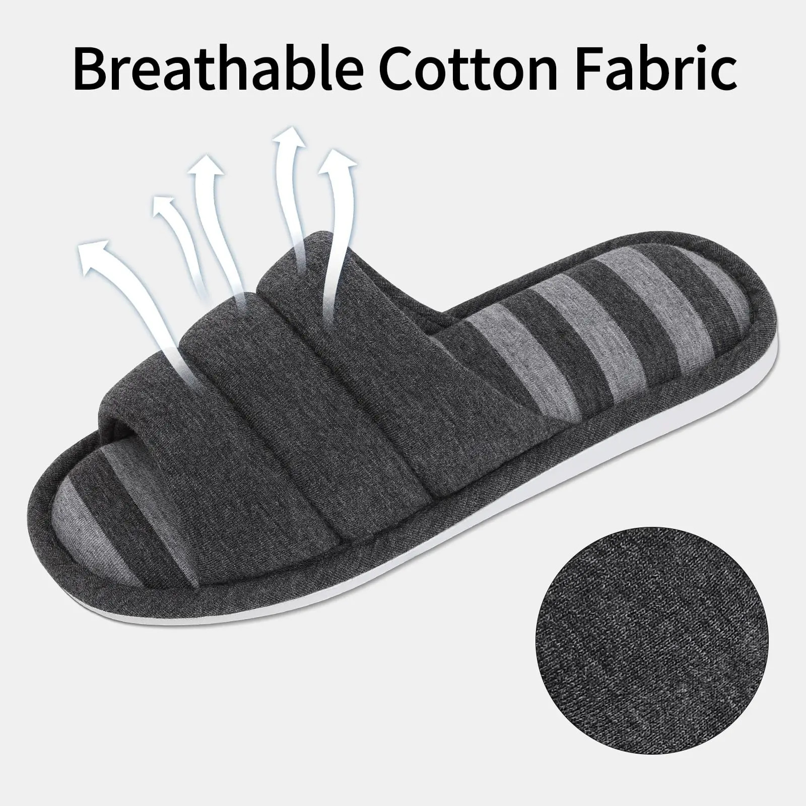 Goosecret Indoor Soft Cotton Slippers For Women Men Open Toe House Slippers Bedroom Slides Breathable Memory Foam Flat Shoes 251023