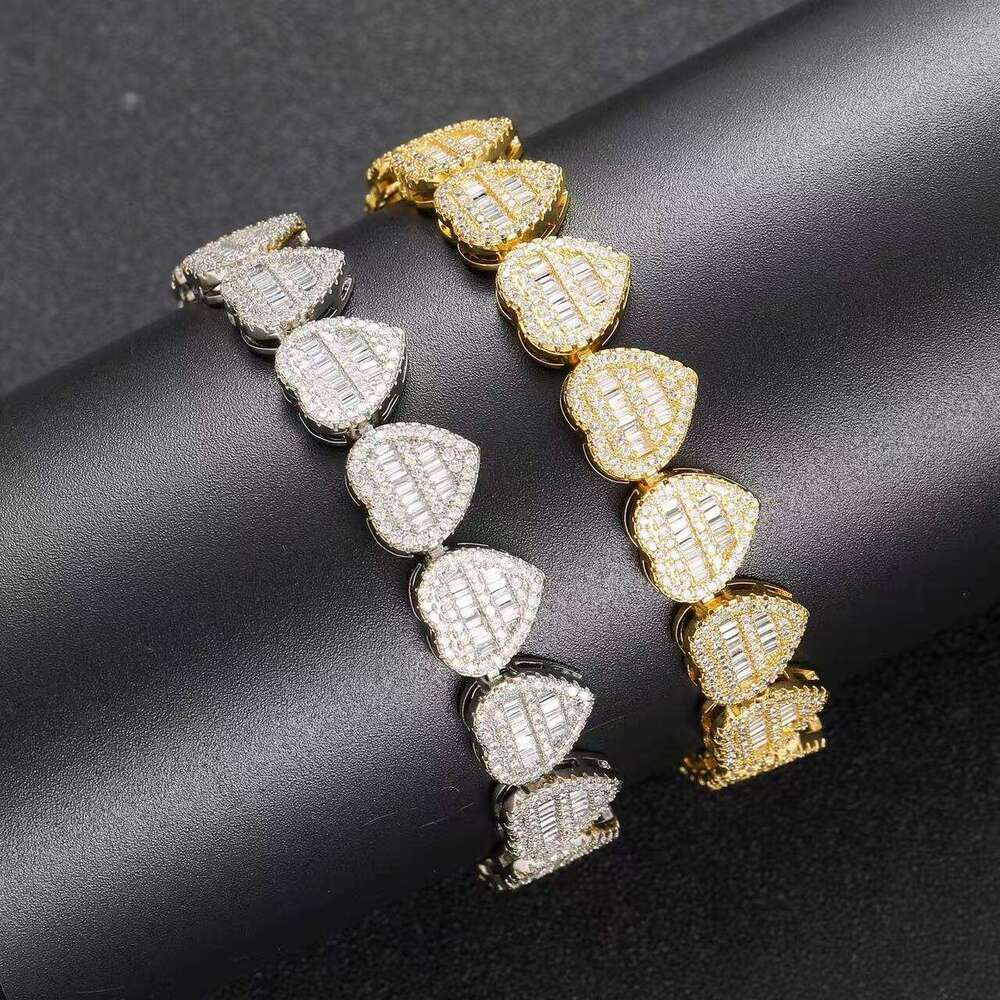 vvs iced Sier Glow Stone Hip Hop Jewelry 12mm Heart-Shaped Zirconia Tennis Necklace ChainA customizable necklace