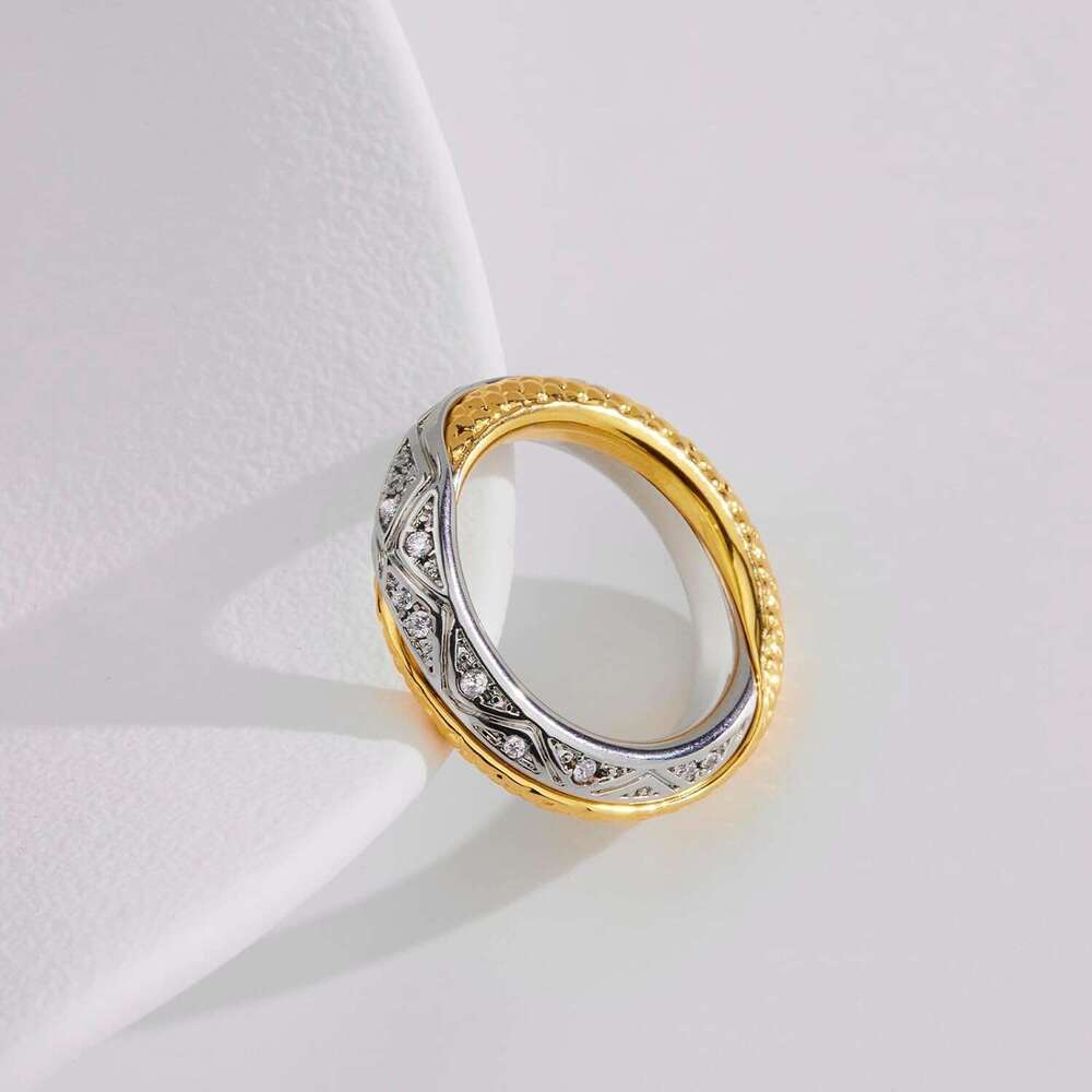 Stackable Rings for Women Infinity Interlocking Stack Non-Tarnish Two-Tone Gold Sier Plated Engagement Wedding Promise Chunky Fidget Dainty Cubic Zirc