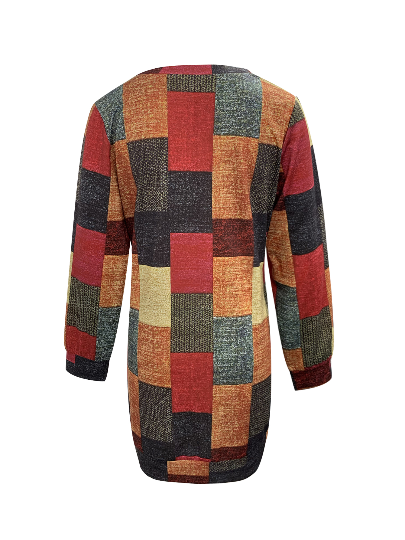 Autumn Winter Versatile Plaid Printed Mom Style Fashion Streetwear Women's Sweatshirt Dress, Milk Silk Mixed Color Dress, S-XXL---CF41445