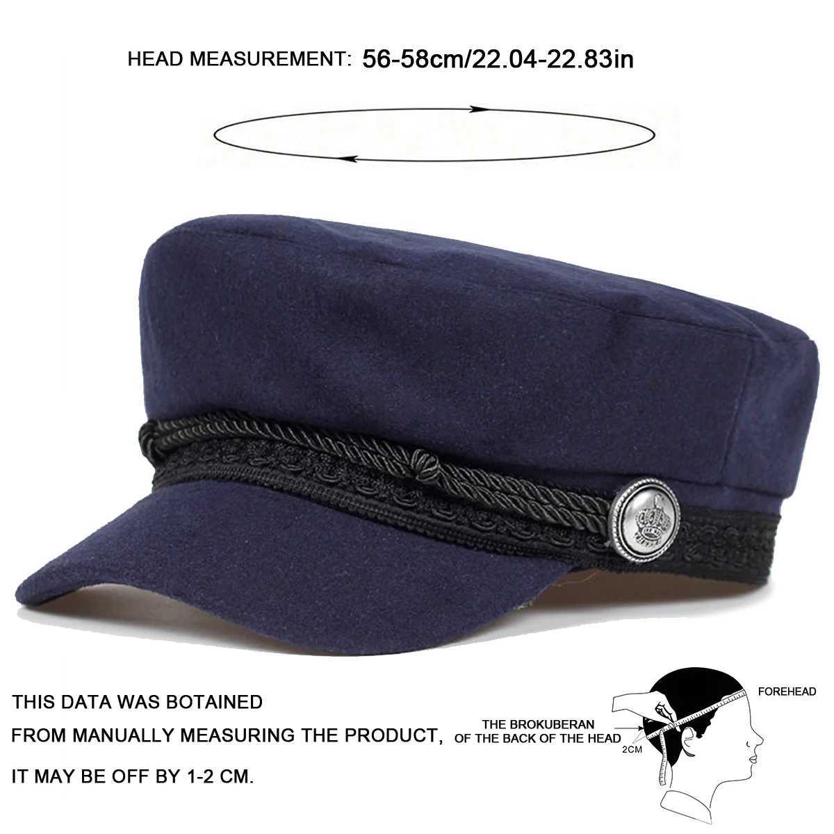 Fashion Wen Crown buckle lace Army C Spring Autumn Sailor Hats Black Ladies Beret Cs Men Flat Top Ctain Military Cs Y251025