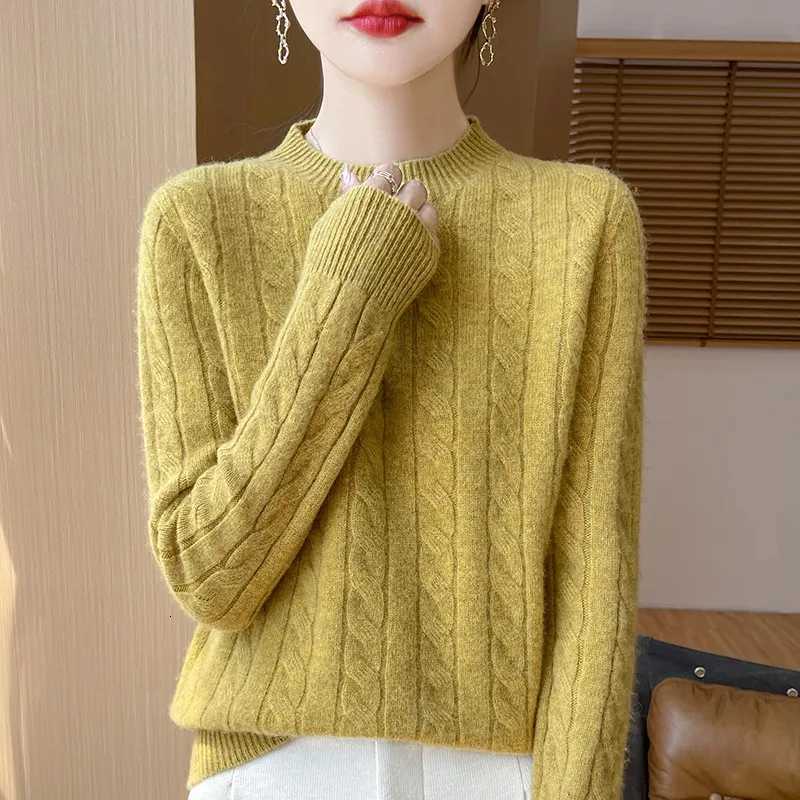Womens Autumn And Winter 100 Merino Wool Knitted Sweater Firstline Ready To Wear Fashion Round Neck Sweater Warm Casual TopT251025