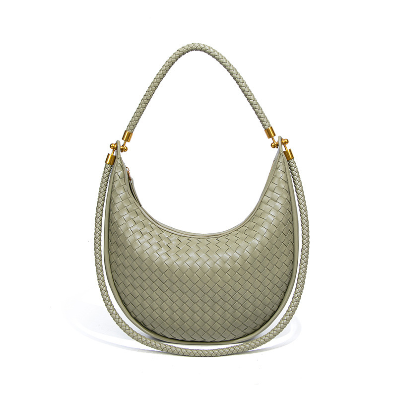 Spring Summer New Woven Women's High-end Luxury Crescent Single Shoulder Crossbody Handheld Underarm Half Moon Bag
