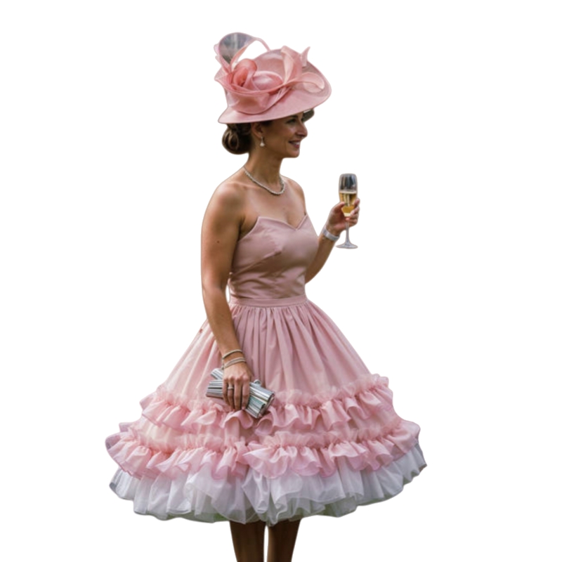 Elegant Ruffles Pink Short Prom Dresses Knee Length Strapless Formal Party Gowns Sleeveless Lolita Ball Gown Special Occasion Dress