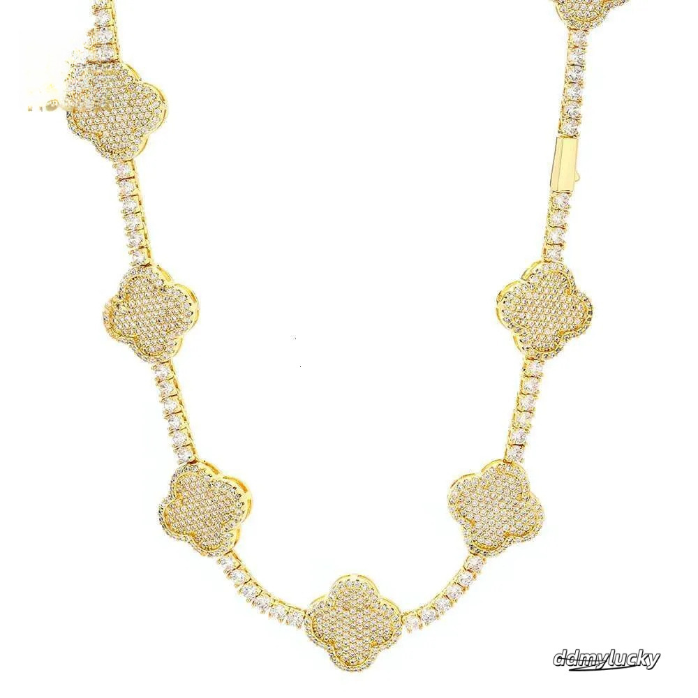 Iced Out Tennis Chain Micro Pave Cubic Moissanite Necklace: Wholesale Bling Dia Hip Hop Jewelry For Women Party Gift Ddmylucky