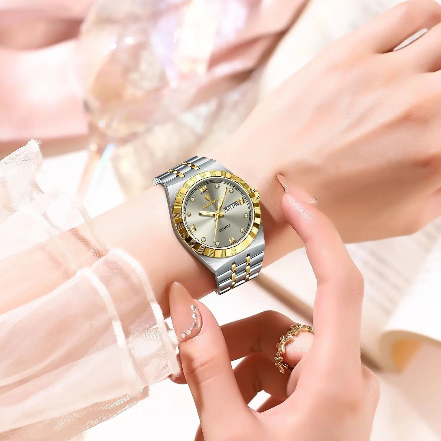 POEDAGAR Original Ladies Watch Luminous Waterproof Week Date Woman Wristwatch Stainless Steel Women Quartz Watches Female 251021