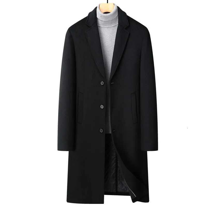Autumn Winter New Fashion Mens Turndown Collar Long Sleeve Singlebreasted Solid Color Casual Trendy Wool Jackets Male CoatsT251025