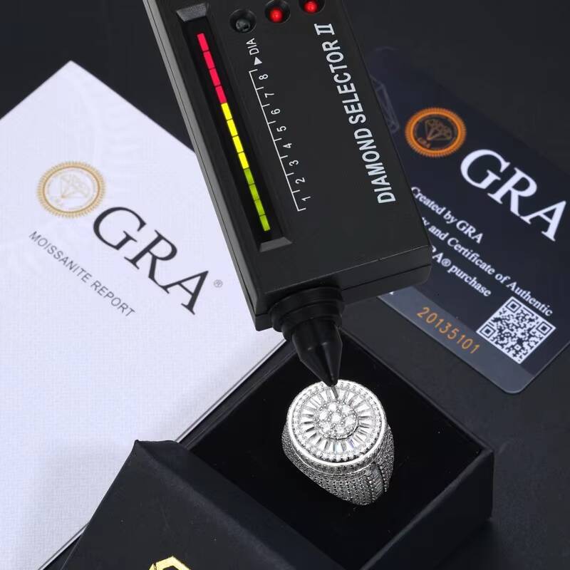 European American Classic Fashion Trendy Ring S925 Silver Inlaid D Color Moissanite CrossBorder HipHop for Men Women Stock