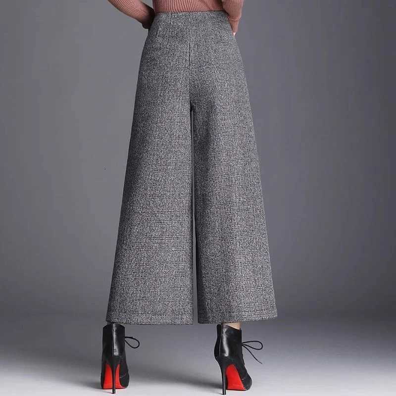 Autumn Winter High Waist Droop Loose Big Feet Casual Ninepoint Plush Velvet Thick Wideleg PantsT251025