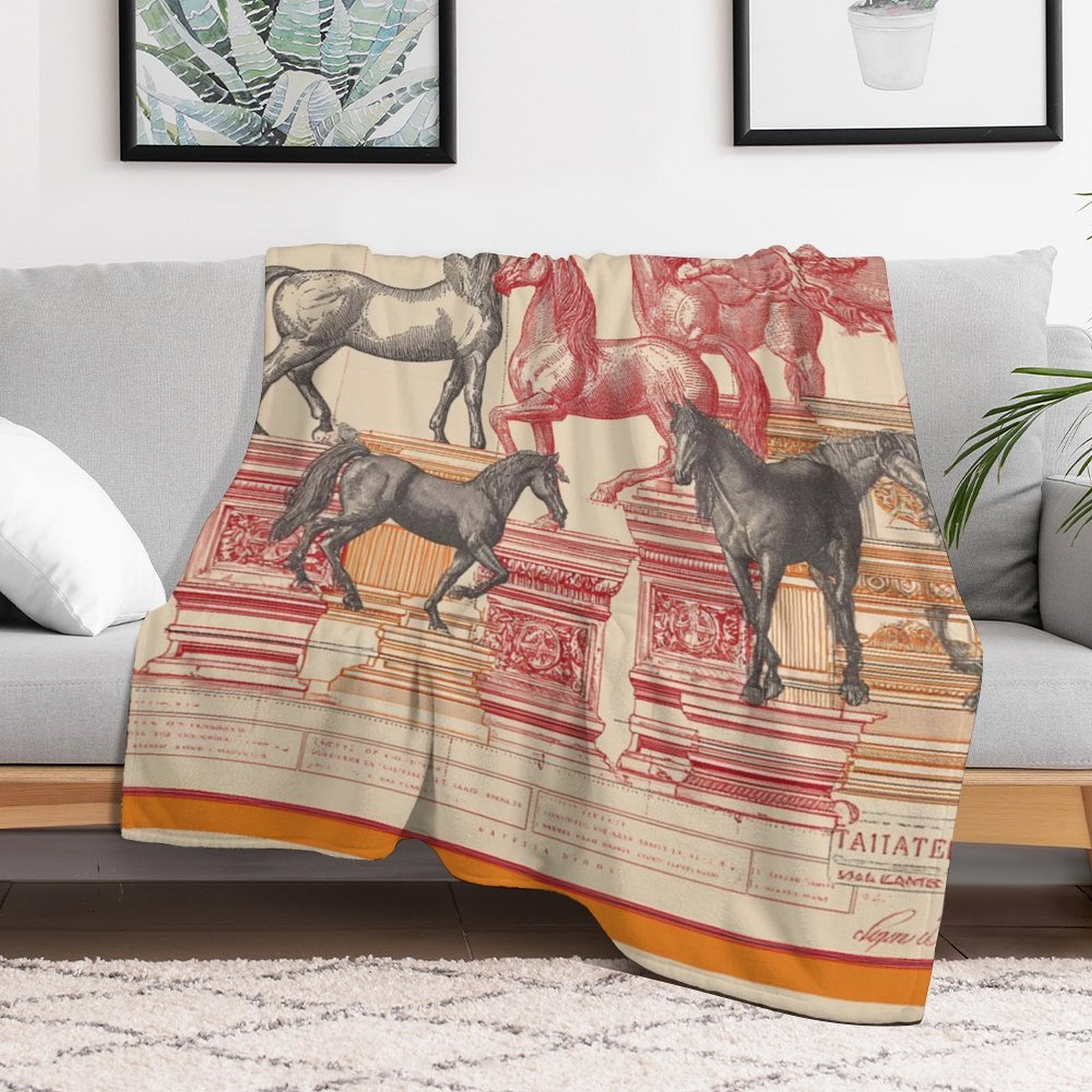 Custom H Designer Horse blanket blanket throw cashmere vibration blanket copert Home Travel Throw Summer Air Conditioner Beach home bedding blankets t