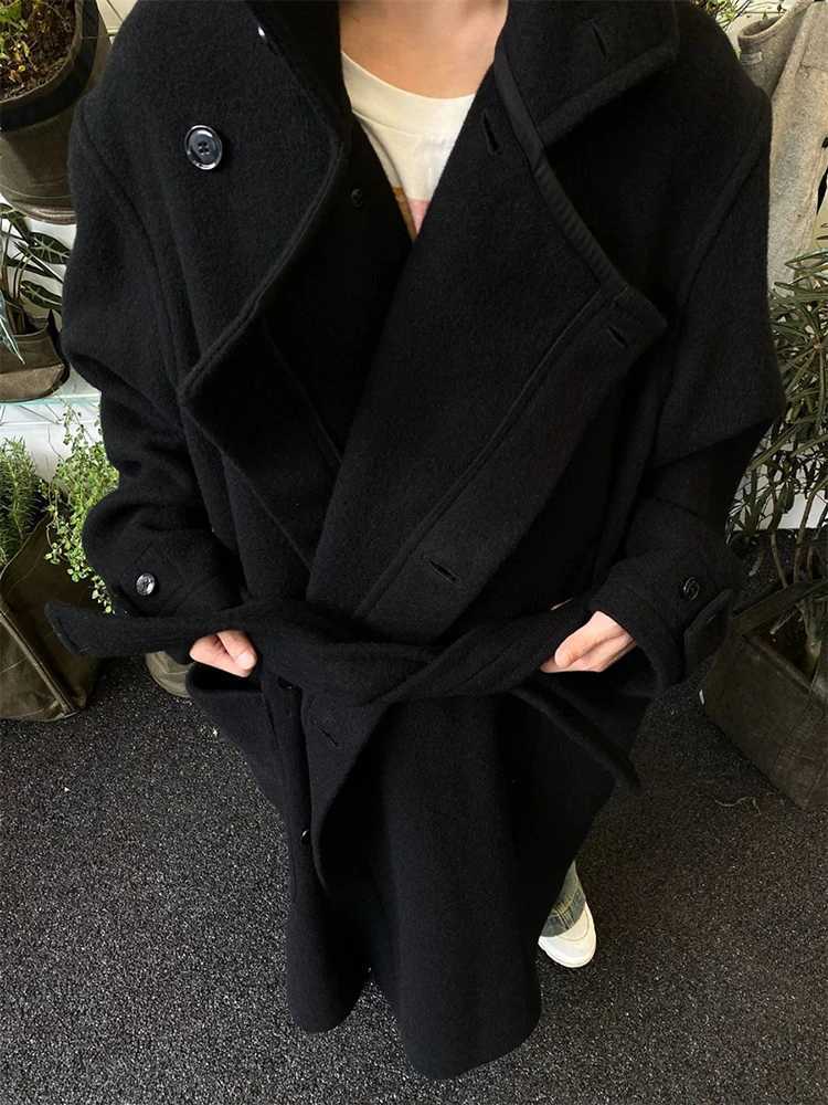 Mauroicardi Autumn Winter Oversized Long Thick Soft Warm Black Wool Blends Coat Men Luxury Designer Clothes Woolen Overcoat 2024 J251115
