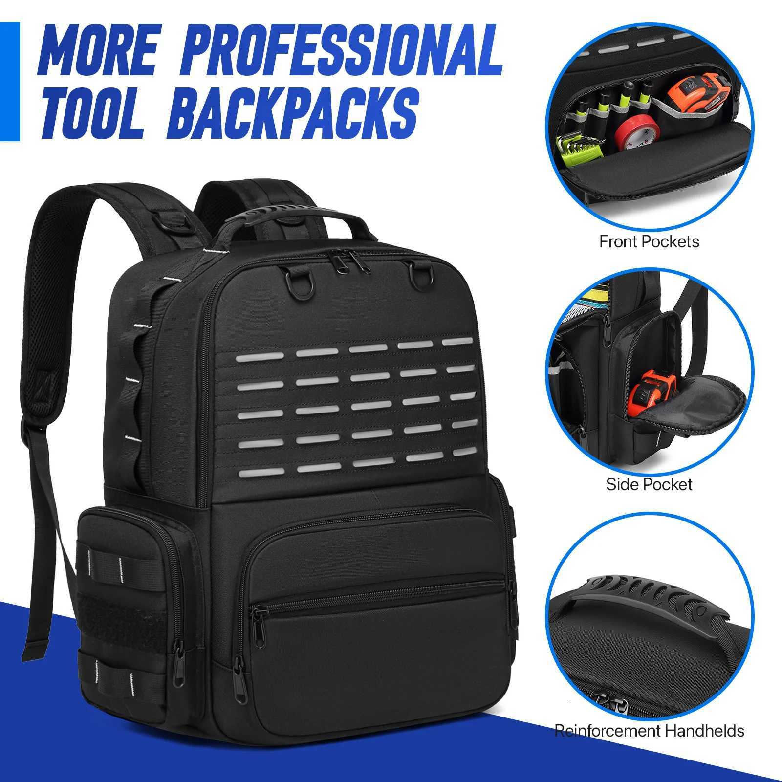 Tool Backpack Heavy Duty for Men Tool Storage With 3 Tool Pouches Organizer Electrician Plumber Maintenance Worker Tool Bags W251025