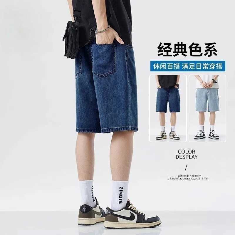 2025 New Style Vintage Mens Jeans Summer Loose Male Wide Leg Knee Length Shorts New Washed Fashion Short Denim PantsXJ251025