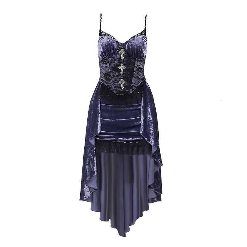 Fashion designer's new dark, fashionable, elegant, sexy, slim fit purple lace up dress, women's favorite