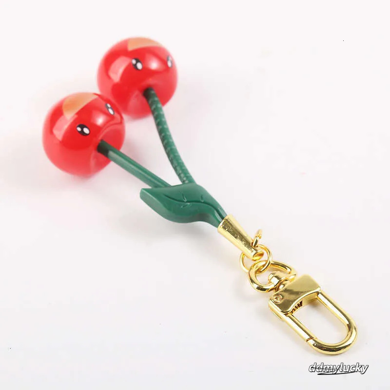 Smiley Face & Crystal Cherry Keychain - Resin Car Pendant Ornament For Women, Exquisite Fashion Accessory Ddmylucky