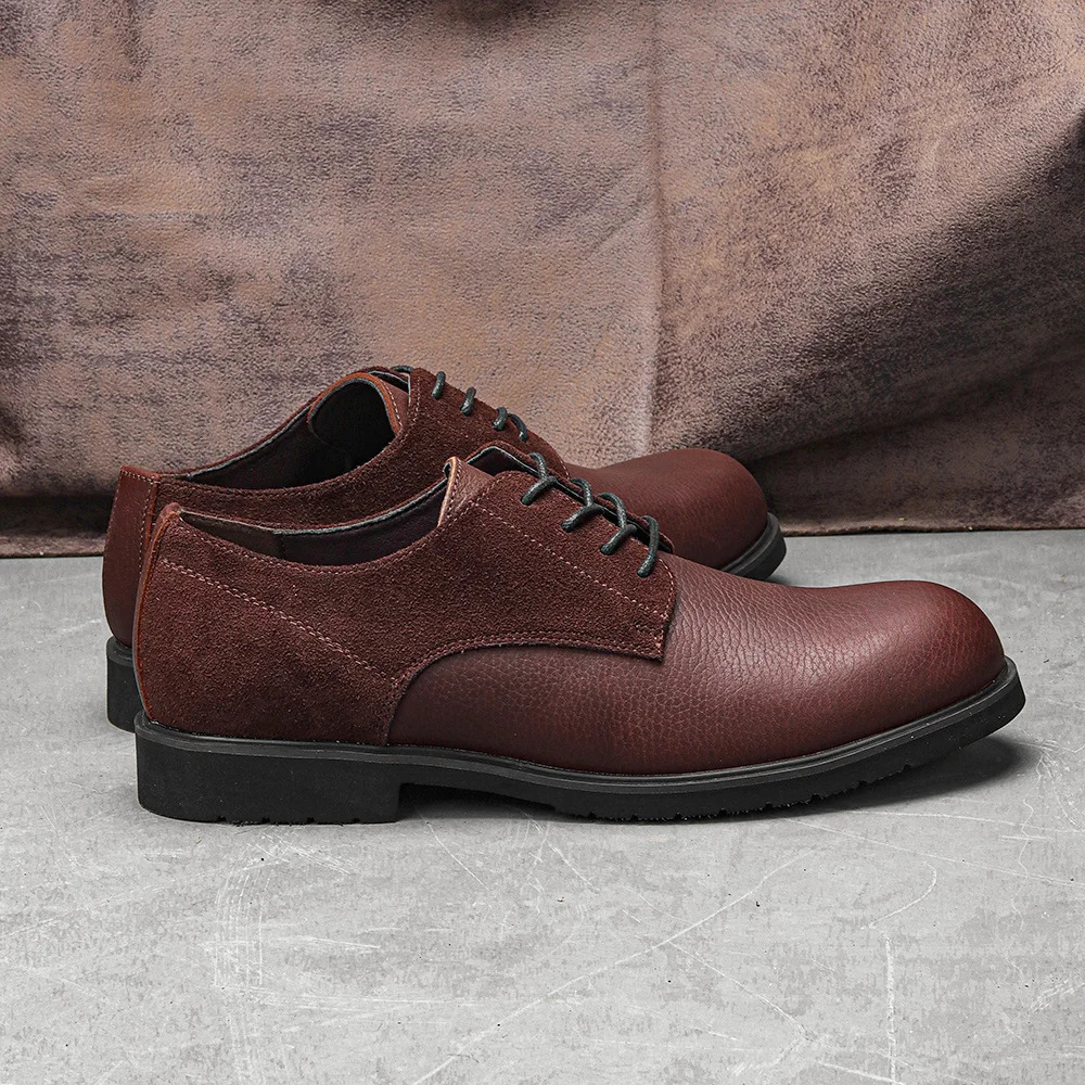 Genuine Leather Men Derby Shoes Thick Sole Men Casual shoes Men Leather Shoes 251023
