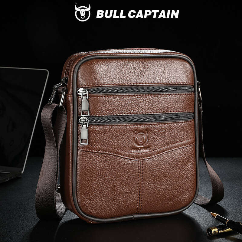 Captain Cow Goods Men S Genuine Leather Single Shoulder Crossbody Top Layer Cowhide High End Feel Inch Flat Vertical Cash Bag High Quality