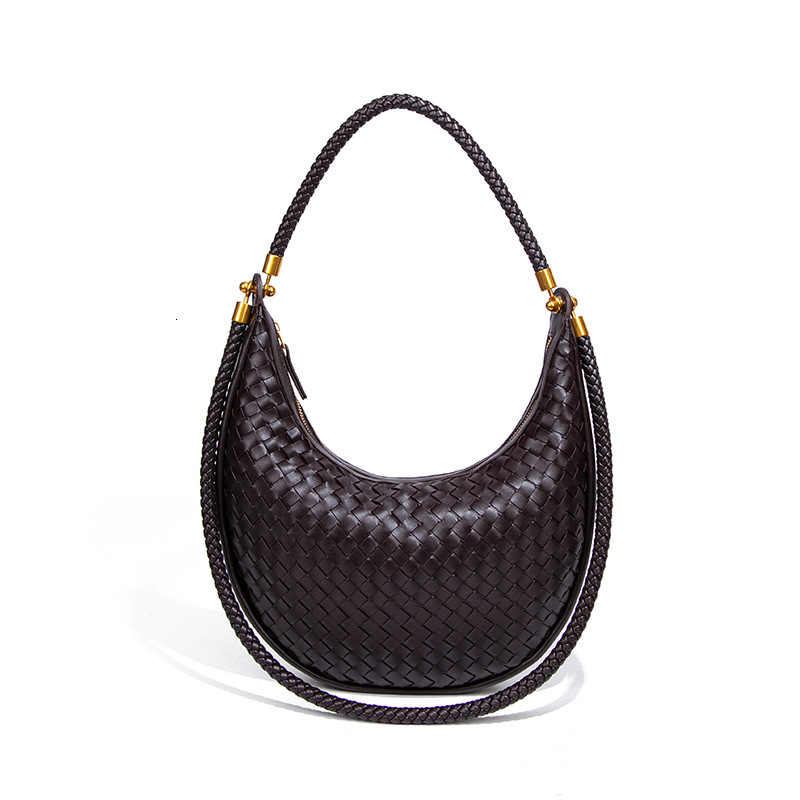 Spring Summer New Woven Women's High-end Luxury Crescent Single Shoulder Crossbody Handheld Underarm Half Moon Bag