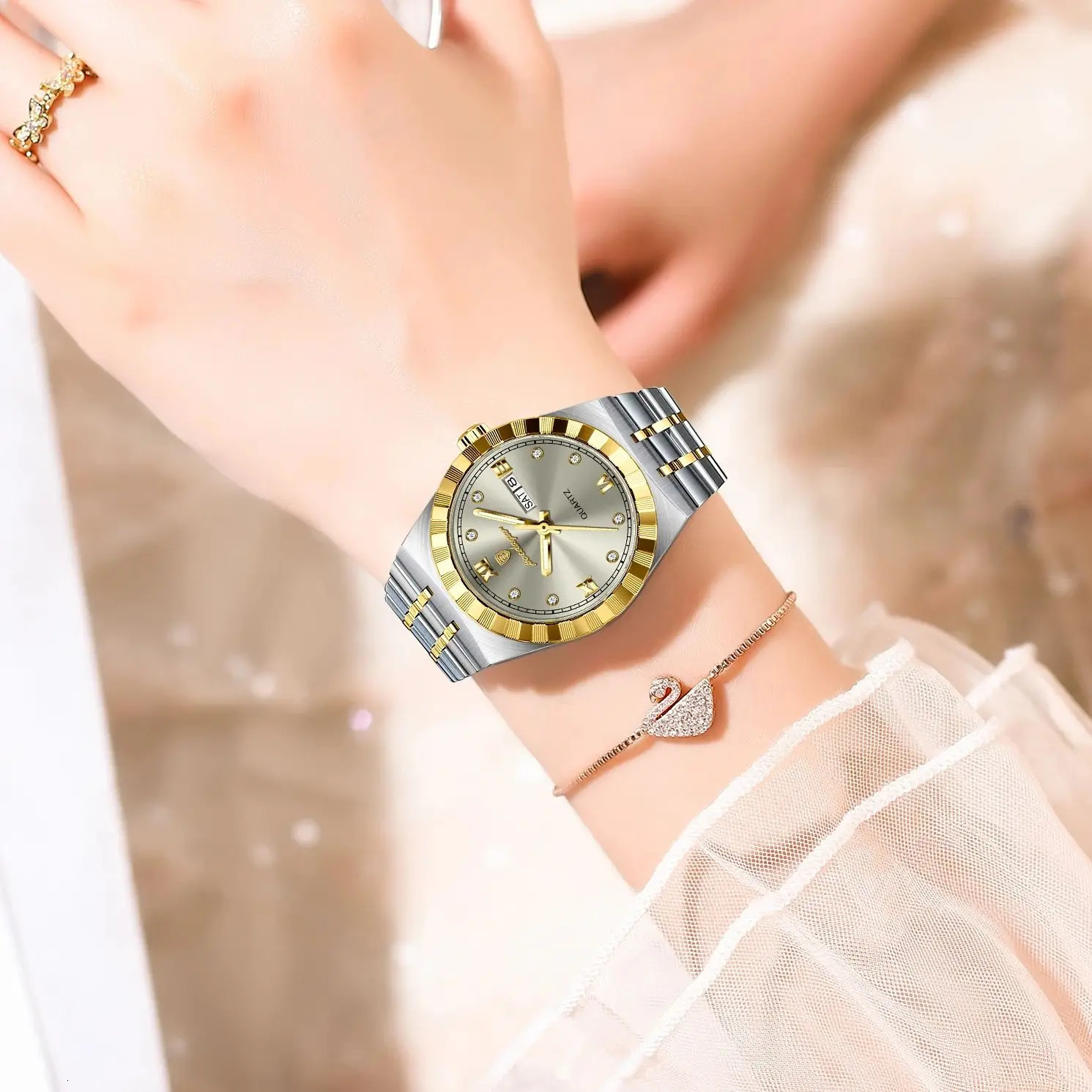 POEDAGAR Original Ladies Watch Luminous Waterproof Week Date Woman Wristwatch Stainless Steel Women Quartz Watches Female 251021