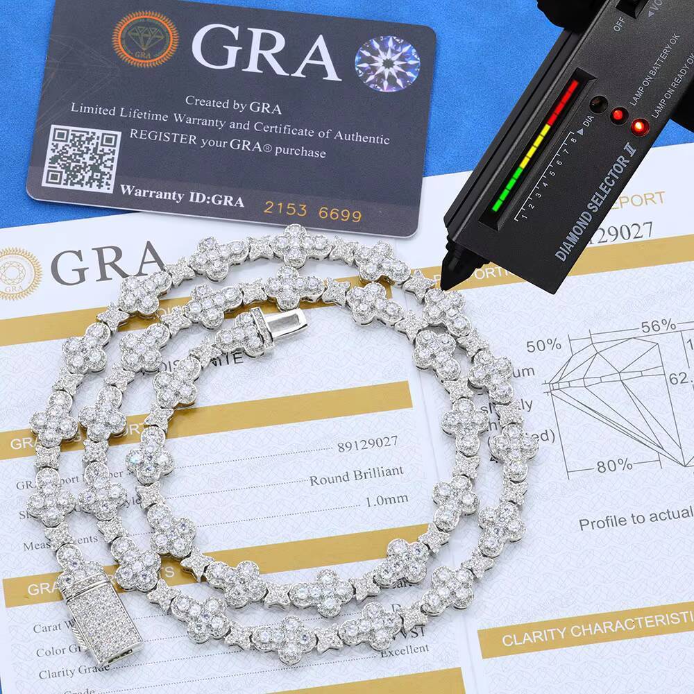 Hip Hop 10mm Cross Star S925 Silver Moissanite Necklace High End Clavicle Chain for Women Jewelry