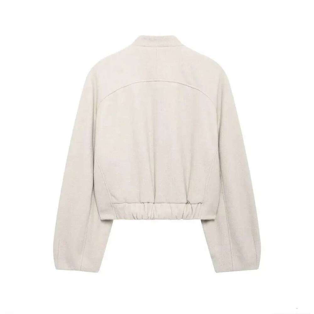 Fashionable Stand Collar Short Pilot Jacket Coat Autumn New Arrival Elegant Atmosphere Woolen Style ZR Women S Wear