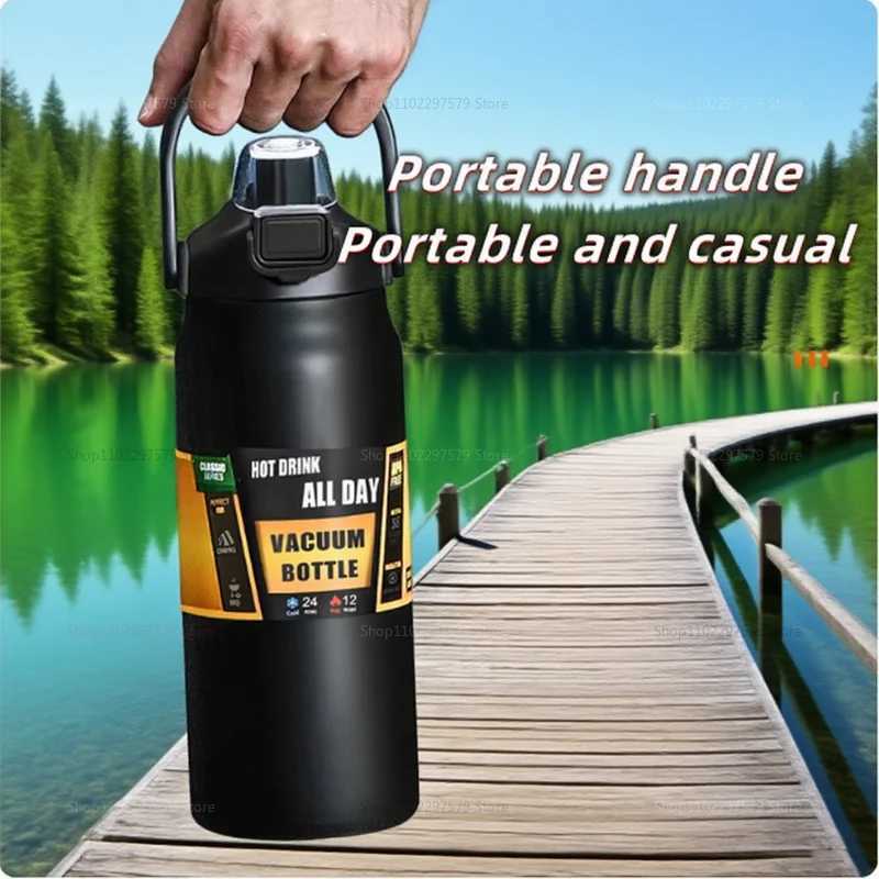 Insulated Stainless Steel Travel Mug 1000ml 1500ml Large Capacity Camping Car Cup Hot Cold Drink Insulation Durable Outdoor Car J251025