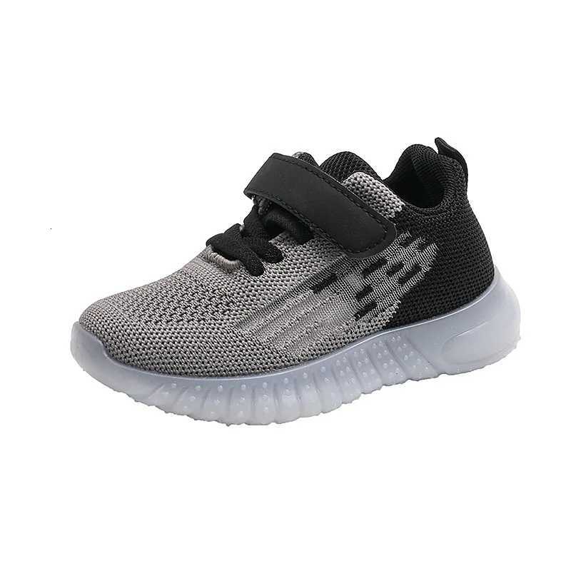 Mesh Solid Color Childrens Sports Shoes Boys Girls Fashion Soft Soled Thick Flat Sneakers Kids Breathable Velcro Outdoor ShoesT251025