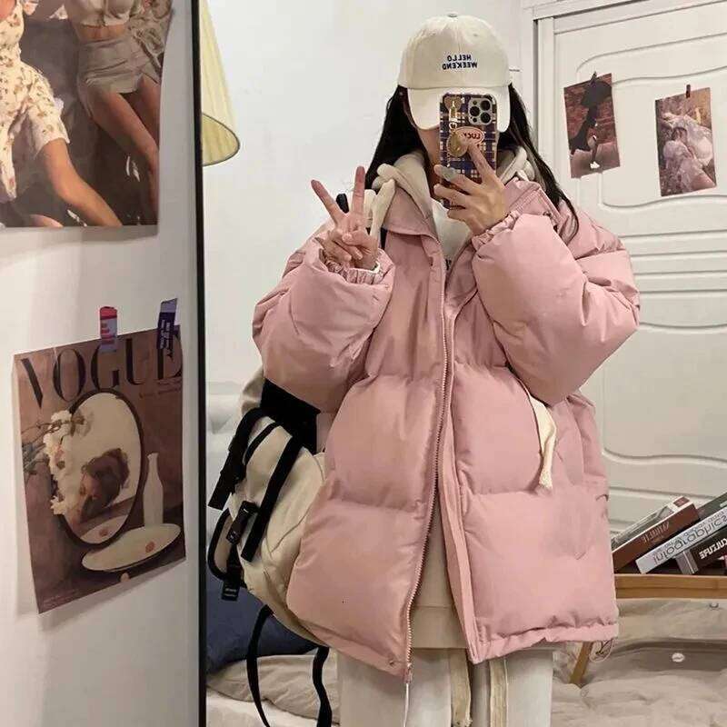 Winter Short Jacket Woman Parkas 2025 Thick Warm Spliced Hooded Parka Oversized Korean Fashion Loose Cotton Padded Outerwear Coats Designer Women