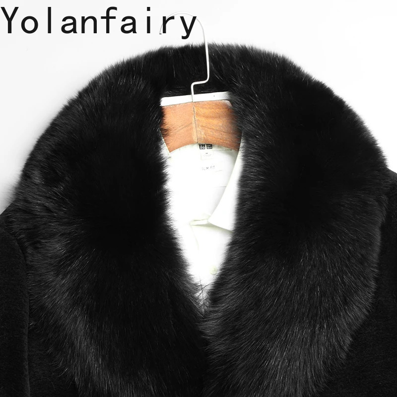 YOLANFAIRY 100 Sheep Shearing Jacket Men Winter Long Wool Coat Man Fashion Real Fur Collar Warm Jackets Mens Clothes 251014