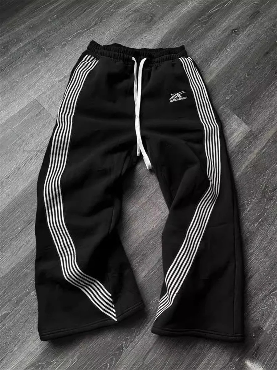 Y2k Gray Casual Pants Vintage Functional Tactical Mens Womens Premium Jogging Wide Leg Pants Drawstring Streetwear Sweatpants 251024