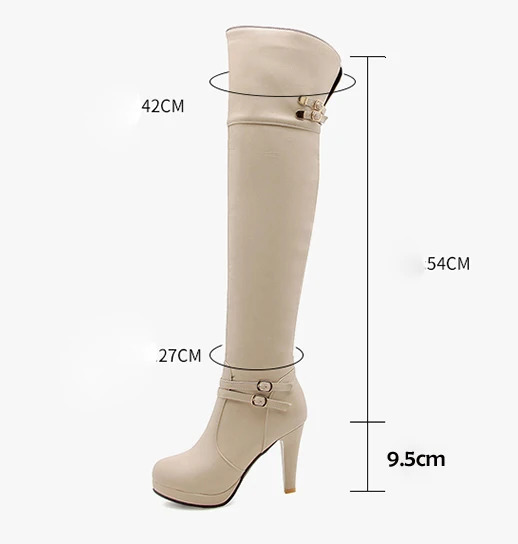 Sgesvier Black High Heels Over The Knee Boots Women Platform Thigh High Boots Autumn Winter Long Boots Shoes Sexy White 251023