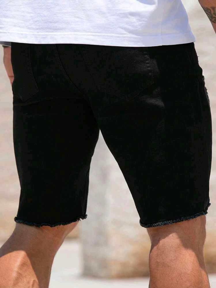 New Summer Mens Slim Ripped Denim Shorts Casual Fashion Streetwear Stretch Washed Male Shorts Soft Breathable Hole Short JeansXJ251025