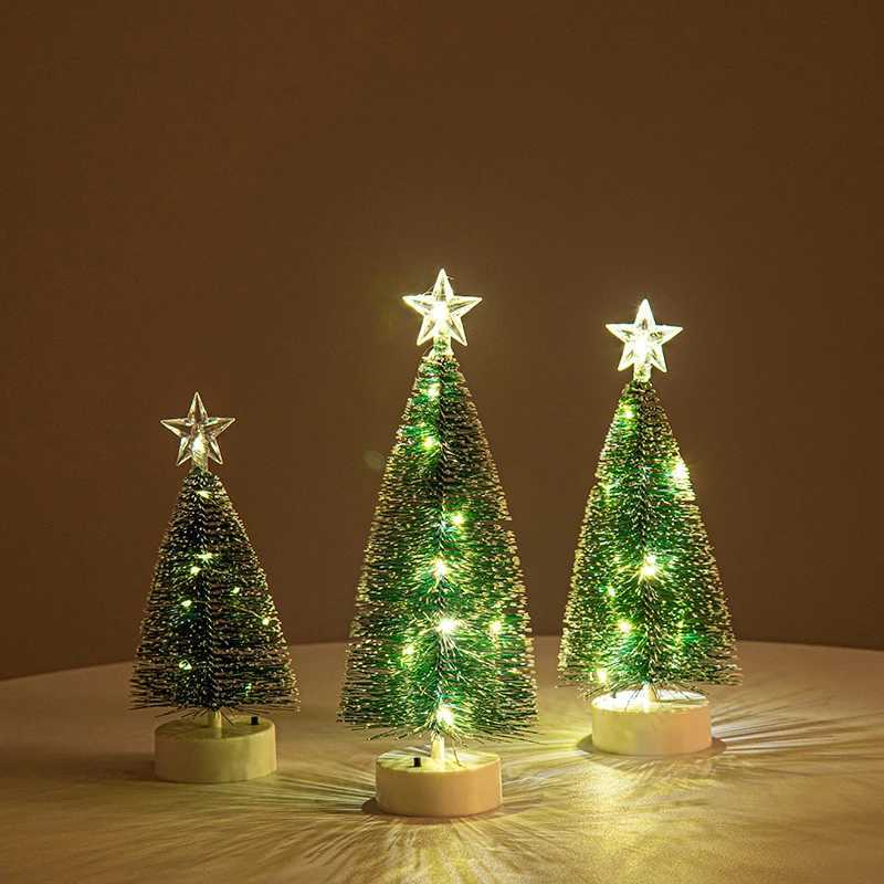 Christmas Decorations Cute Elk Snow House Christmas Tree Ornaments Glowing Xmas New Year Atmosphere Props Navidad Gifts C251024