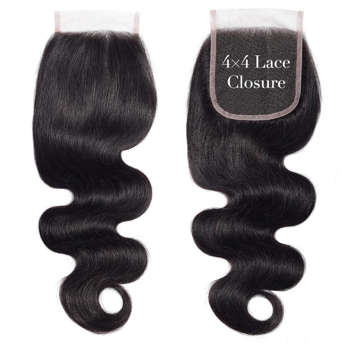 4x4 Body Wave Lace Closure 150 Density Unprocessed Virgin Human Hair Free Part 10-22 Inch Natural Black Pre Plucked Glueless Install