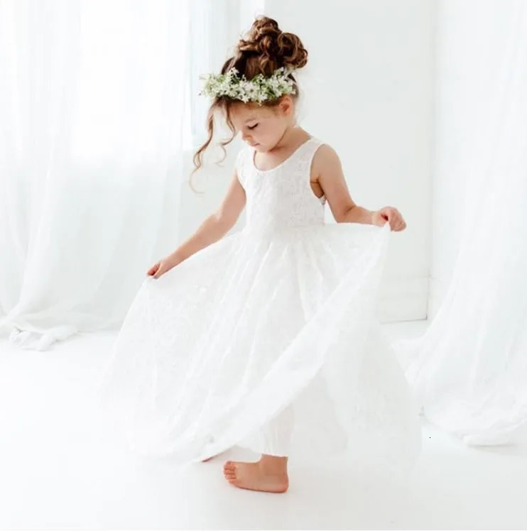 Girls Fashion Open Back Princess Dress 312 Years Old Mesh Lace Long Dress Birthday Wedding Flower Girl Performance Clothing 251023
