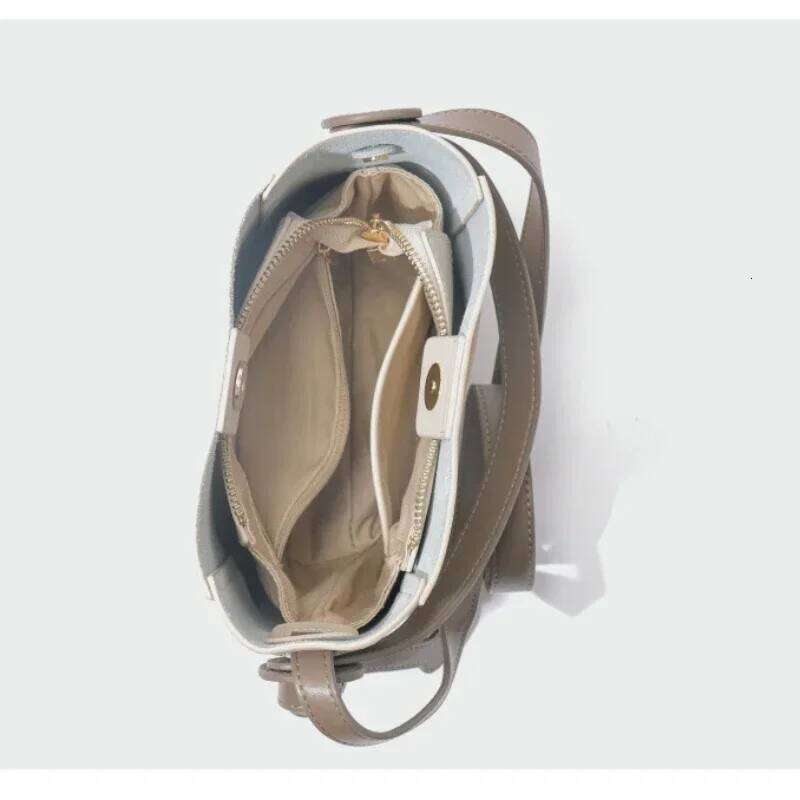 Basket Composite Tote Female Bucket Handbag Lady Simple Soft Genuine Leather Shoulder Bag For Women Messenger Hobos Suotong1025