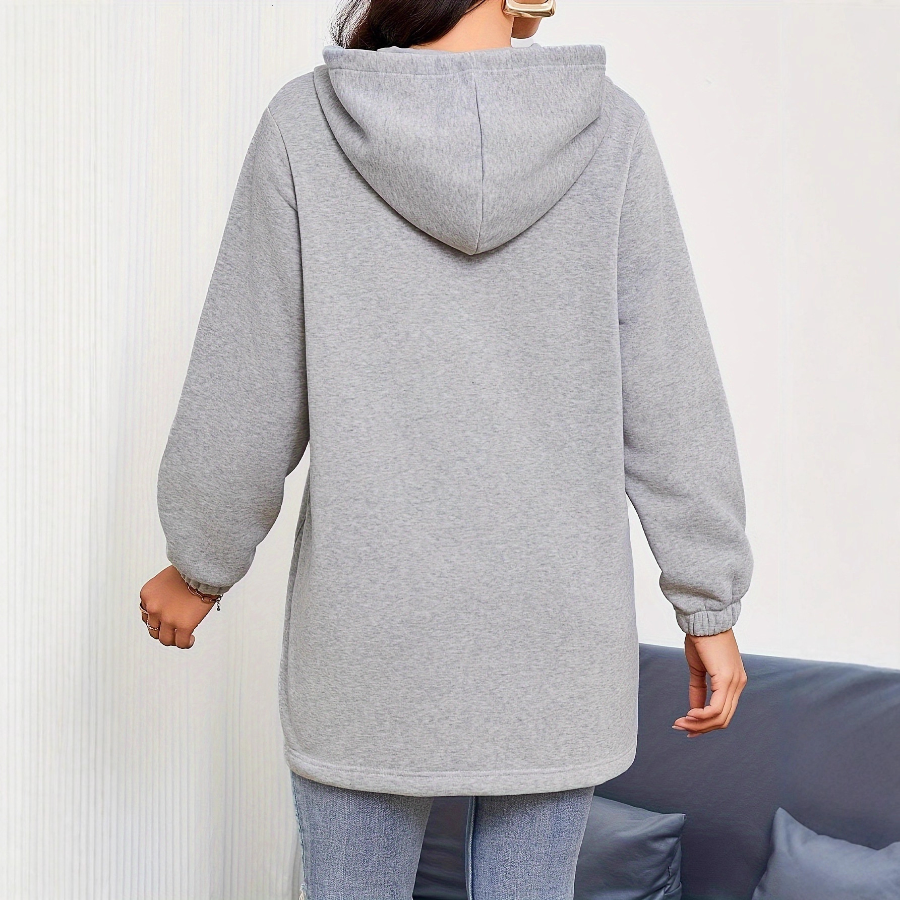 Outdoor Autumn and Winter Casual loose Long Sleeve Sweatshirt Half Zipper Ladies