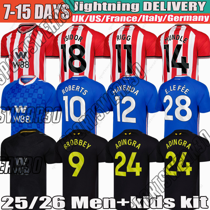 sunderland 25 26 soccer jersey DIARRA ADINGRA RIGG GEERTRUIDA BROBBEY E. LE FEE TALBI MAYENDA 2025 2026 sunderland football shirts top men kids kit