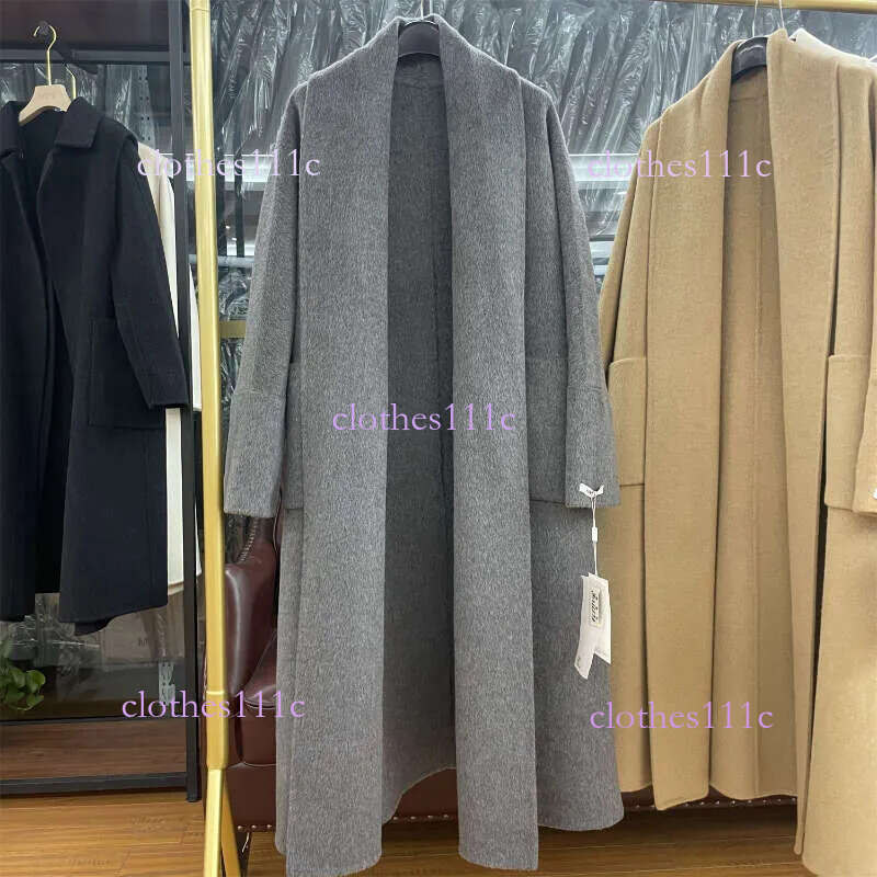 Rose Double-Sided Cashmere Super Long Thick Wool Fashion Lace-Up New Winter Women Coat